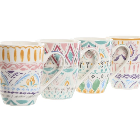 MUG PORCELANA 9X7,6X10,6 400ML, BOHO 4 SURT.
