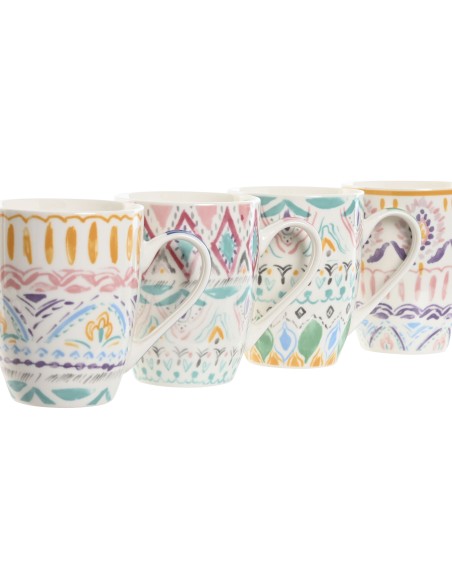 MUG PORCELANA 9X7,6X10,6 400ML, BOHO 4 SURT.