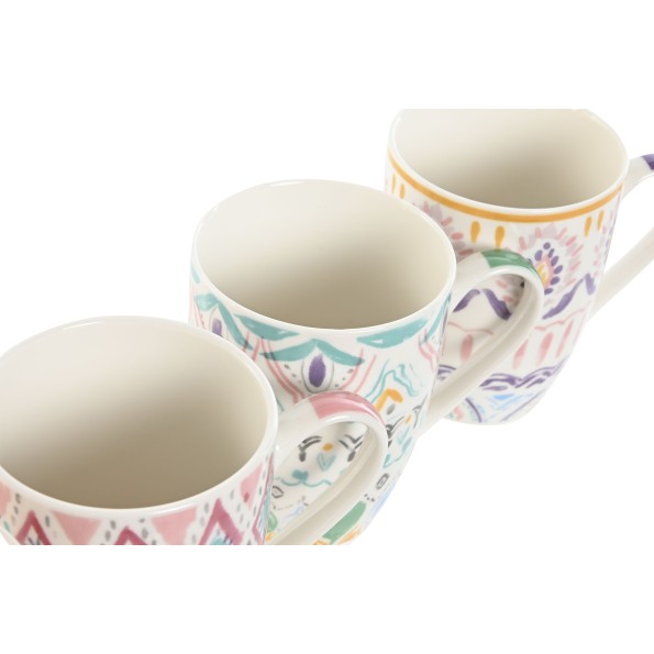 MUG PORCELANA 9X7,6X10,6 400ML, BOHO 4 SURT.