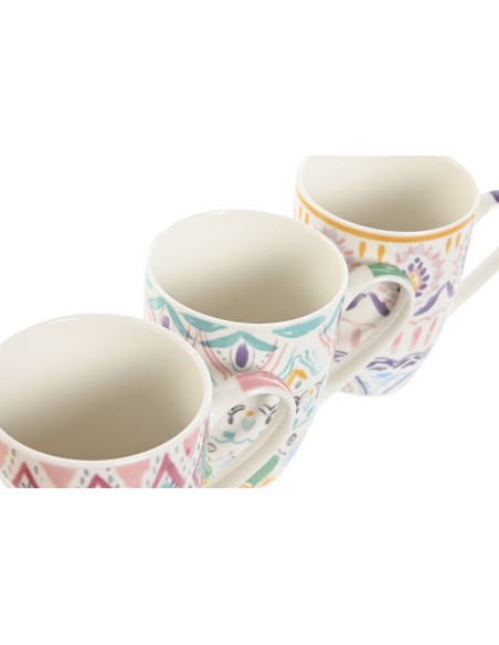 MUG PORCELANA 9X7,6X10,6 400ML, BOHO 4 SURT.