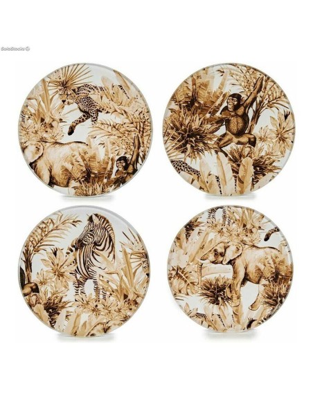 JUEGO 4 POSAVASOS ANIMAL 10CM