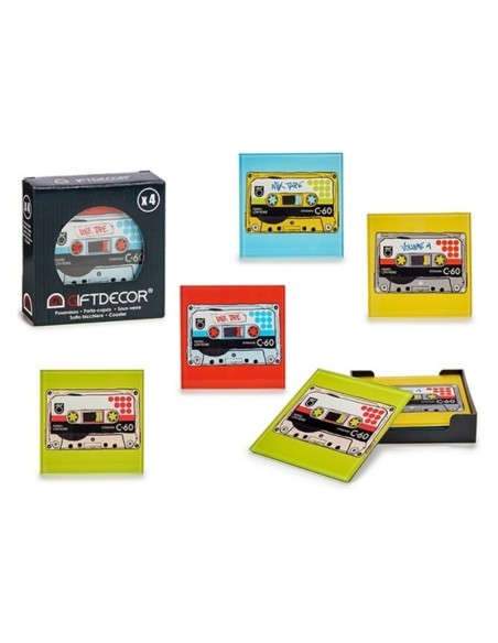 JUEGO 4 POSAVASOS CASSETTE SURT 4 COLOR