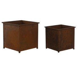 MACETERO SET 2 METAL 24X24X24 SIMIL OXIDO
