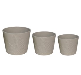 SET 3 MACETEROS DOLOMITA HOJA GRIS 25X25X20CM