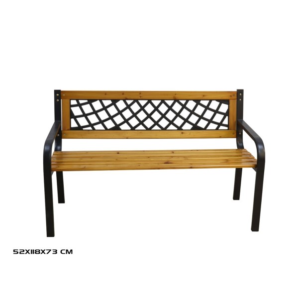 BANCO MADERA JARDIN ACERO 118X52X73CM