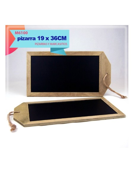 PIZARRA ETIQUETA DE MADERA19X36CM