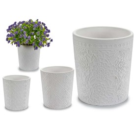 MACETA CERAMICA BLANCA SURT. 4 DISEÑOS