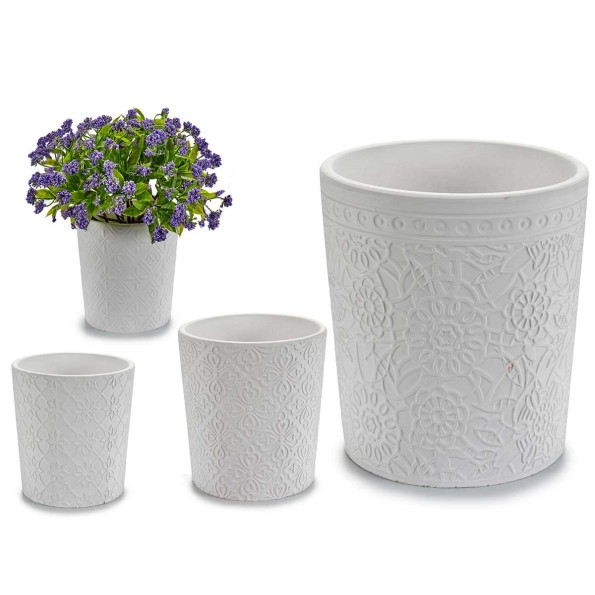 MACETA CERAMICA BLANCA SURT. 4 DISEÑOS