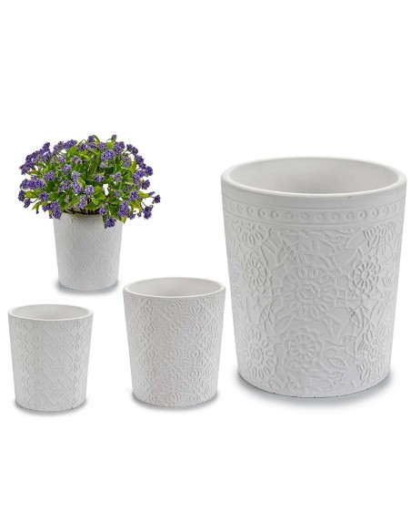 MACETA CERAMICA BLANCA SURT. 4 DISEÑOS