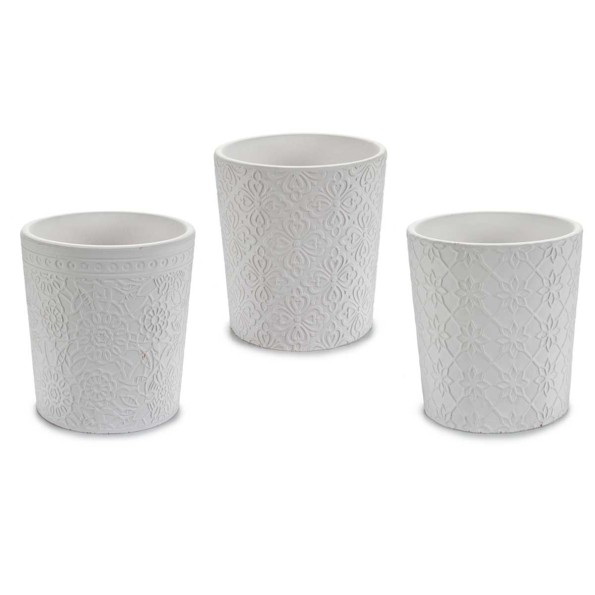 MACETA CERAMICA BLANCA SURT. 4 DISEÑOS