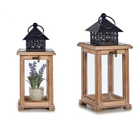 FAROL MADERA CUADRADO REJILLA QUEMADO DECAPADO