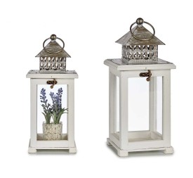 FAROL MADERA CUADRADO REJILLA BLANCA