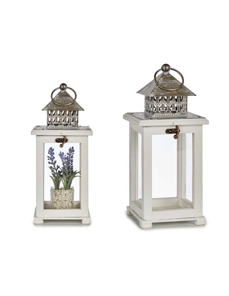 FAROL MADERA CUADRADO REJILLA BLANCA