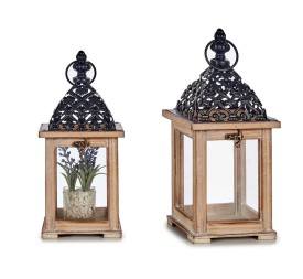 FAROL MADERA CUADRADO ALTO REJILLA NATURAL