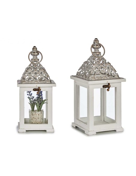 FAROL MADERA CUADRADO REJILLA ATA BLANCA