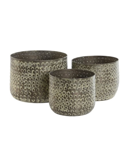 MACETERO SET 3 ALUMINIO 17X17X13 PATINADO VERDE