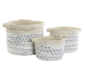CESTA SET 3 ALGODON FIBRA MAIZ 30X30X25 BLANCO