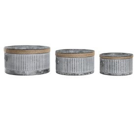 MACETERO SET 3 METAL CUERDA 38X38X21 DESGASTADO
