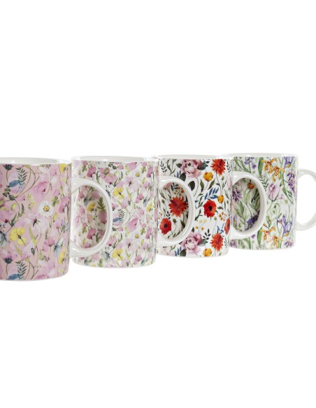 MUG PORCELANA NEW BONE 12X8X9 320ML FLORES 4 SURT.