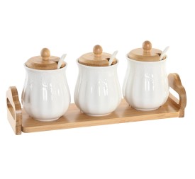 SALSERA SET 4 PORCELANA BAMBU 29,5X9X13 BLANCO