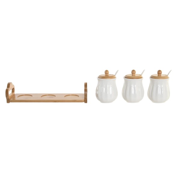 SALSERA SET 4 PORCELANA BAMBU 29,5X9X13 BLANCO