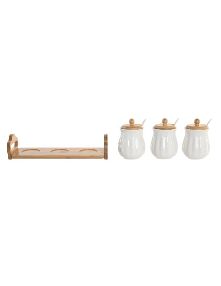SALSERA SET 4 PORCELANA BAMBU 29,5X9X13 BLANCO
