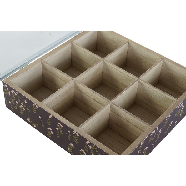 CAJA INFUSIONES MDF CRISTAL FLORES 24X24X6,5 4 SURT.
