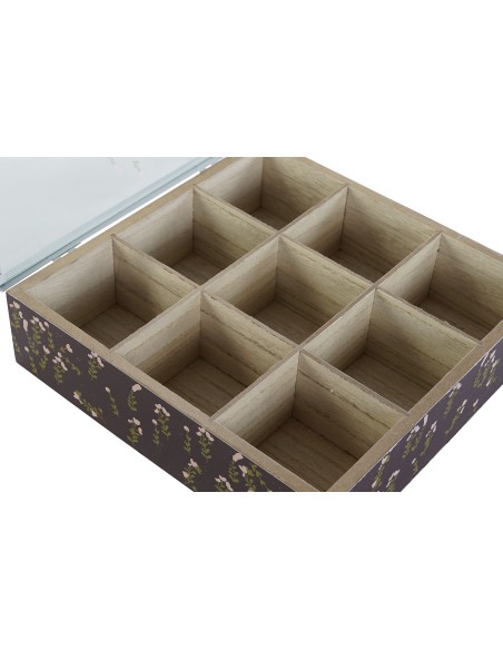 CAJA INFUSIONES MDF CRISTAL FLORES 24X24X6,5 4 SURT.