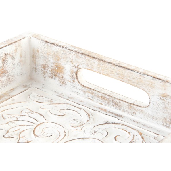 BANDEJA MANGO 50X25X6 MANDALA DESGASTADO BLANCO