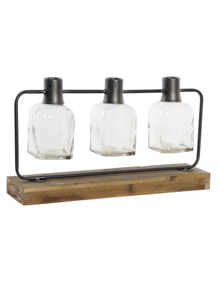 JARRON SET 3 CRISTAL METAL 49X11X27 NEGRO