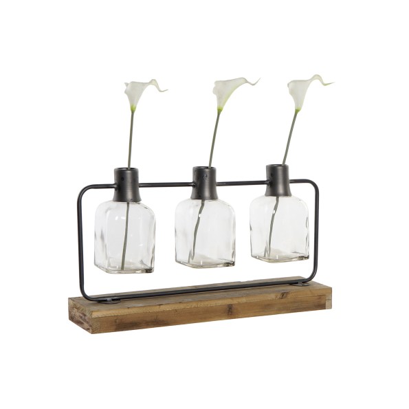 JARRON SET 3 CRISTAL METAL 49X11X27 NEGRO