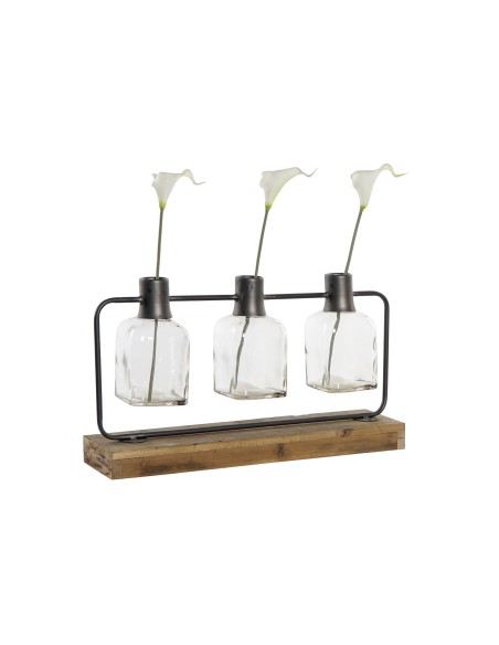 JARRON SET 3 CRISTAL METAL 49X11X27 NEGRO