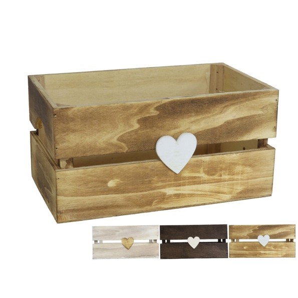 CAJA MADERA 3 COL SURT CORAZON 26X16X13CM