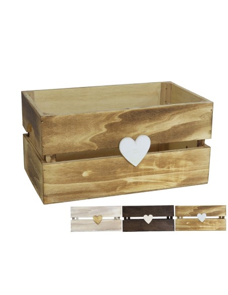 CAJA MADERA 3 COL SURT CORAZON 26X16X13CM