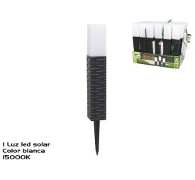 LAMPARA SOLAR PLUTON LUZ BLANCA RATAN 4,7X37,5CM