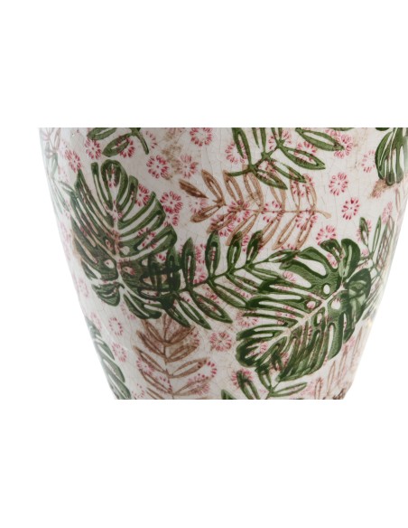 JARRON GRES 18X18X25 HOJAS BLANCO