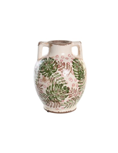 JARRON GRES 17X17X22 HOJAS BLANCO