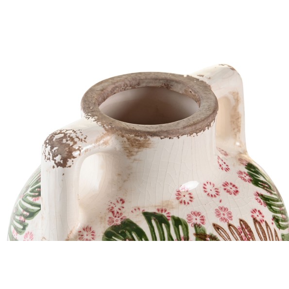 JARRON GRES 17X17X22 HOJAS BLANCO