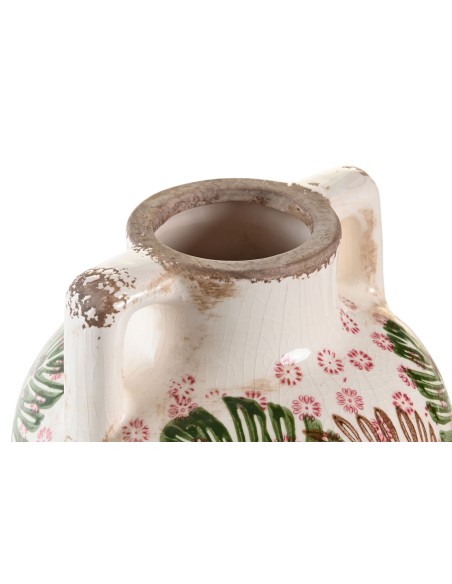 JARRON GRES 17X17X22 HOJAS BLANCO