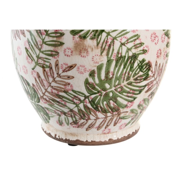 JARRON GRES 17X17X22 HOJAS BLANCO