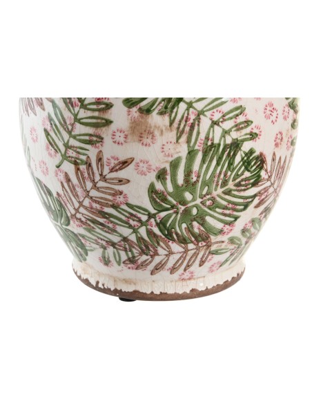 JARRON GRES 17X17X22 HOJAS BLANCO