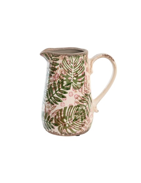 JARRA GRES 17X12X18,5 HOJAS BLANCO