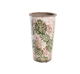 JARRON GRES 14X14X25 HOJAS BLANCO