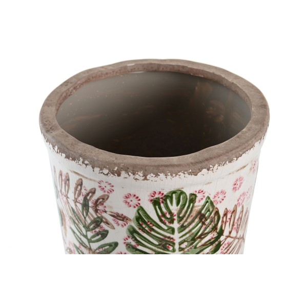 JARRON GRES 14X14X25 HOJAS BLANCO