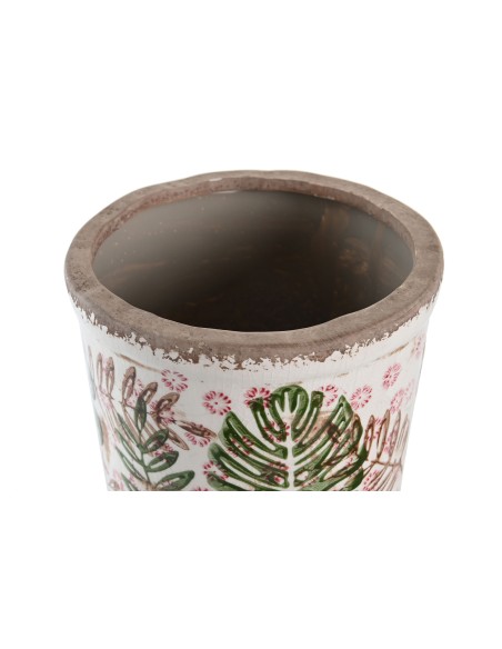 JARRON GRES 14X14X25 HOJAS BLANCO