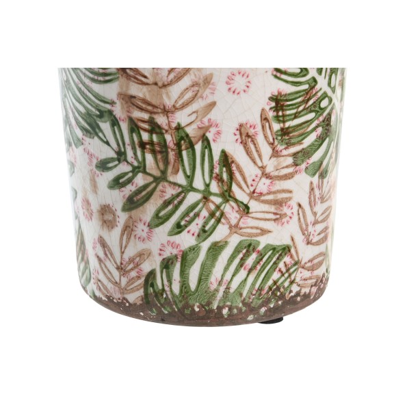 JARRON GRES 14X14X25 HOJAS BLANCO