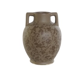 JARRON GRES 17X17X22 HOJAS MATE MARRON