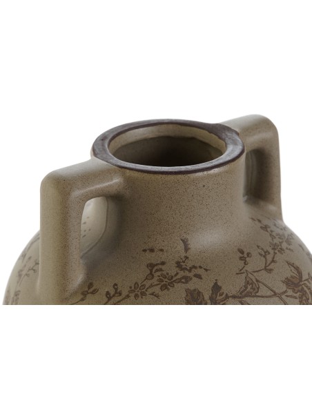 JARRON GRES 17X17X22 HOJAS MATE MARRON