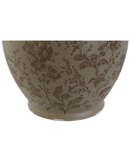 JARRON GRES 17X17X22 HOJAS MATE MARRON