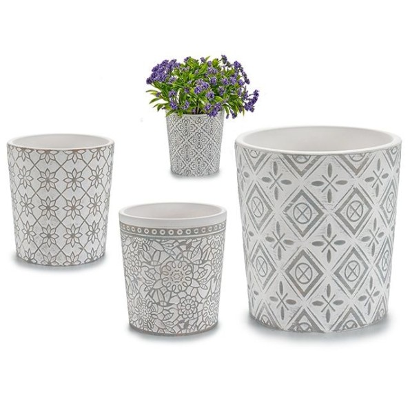 MACETA CERAMICA GRIS SURT. 4 DISEÑOS